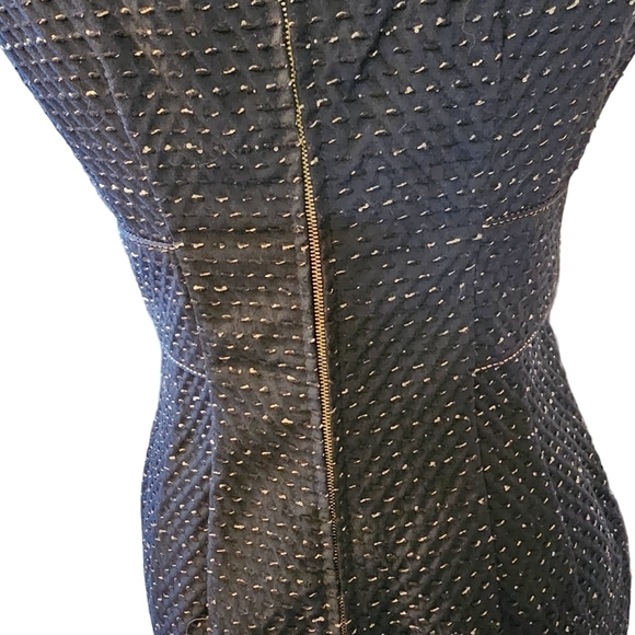 Kay Unger tweed cocktail formal special occasion navy-blue short sleeves dress 2 - Picture 8 of 10